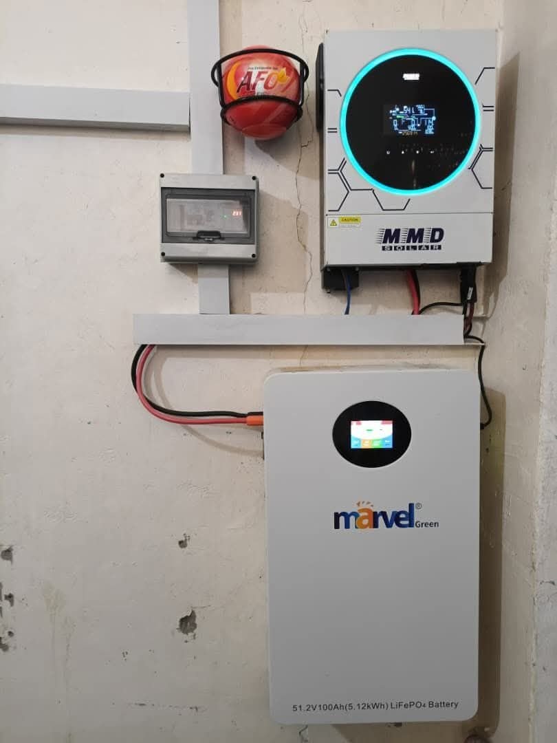 منظومة شمسية ببطارية ليثيوم 5 كيلو و6 كيلو انفرتر لبقالة في تعز المطار القديم